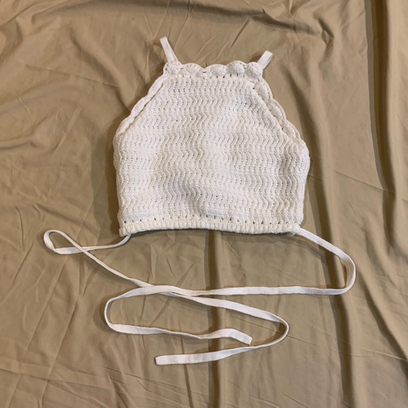 Hollister Tops - Hollister White Crochet Tie Tank Top